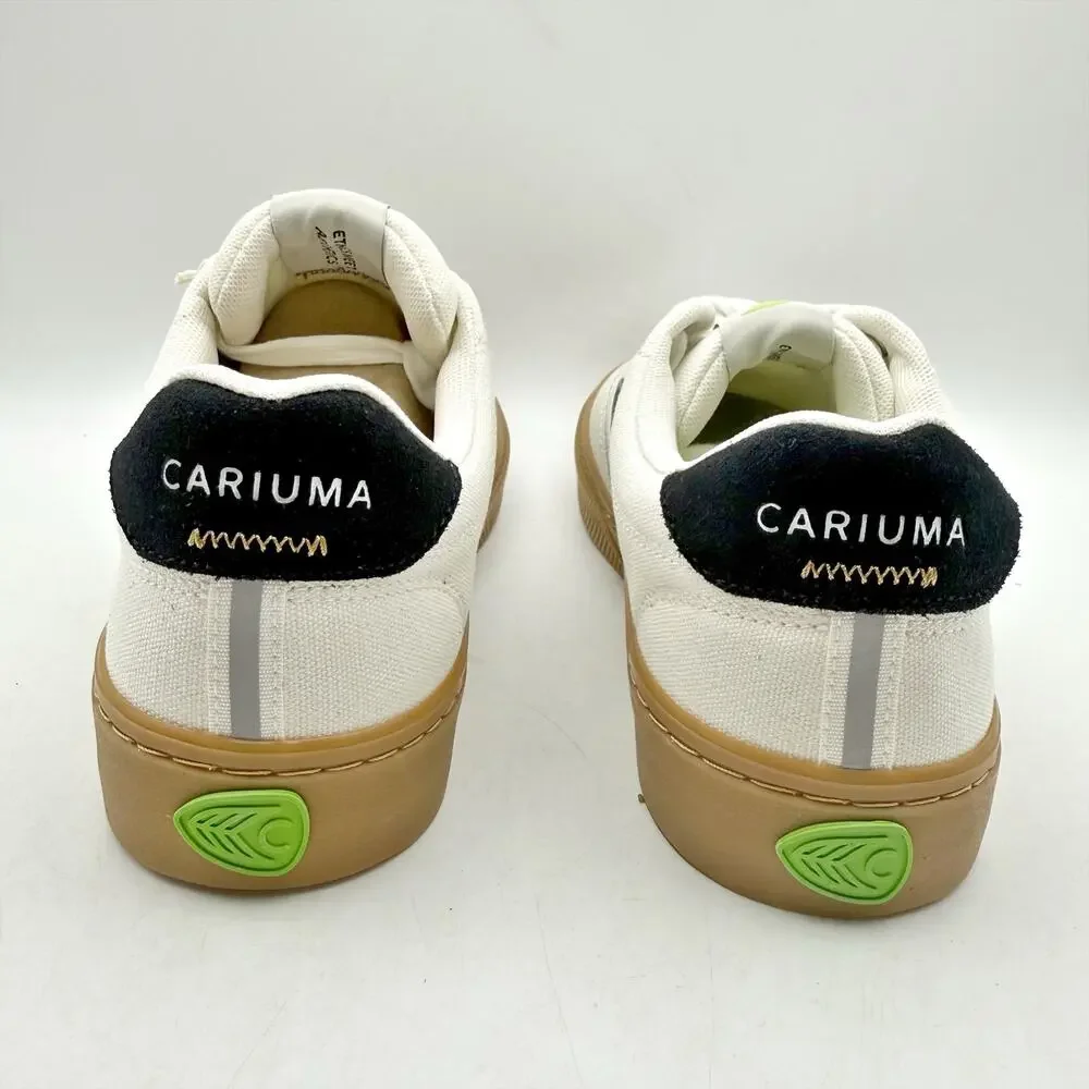 Cariuma Womens Naioca Pro Skate Low Sneakers US 8.5 White Black Canvas Suede NIB